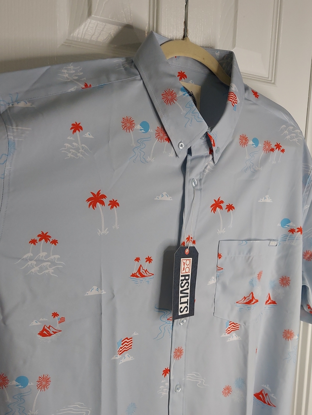 RSVLTS Shirt, Retro Theme, Red White Blue, Collar, Lightweight - Picture 4 of 10